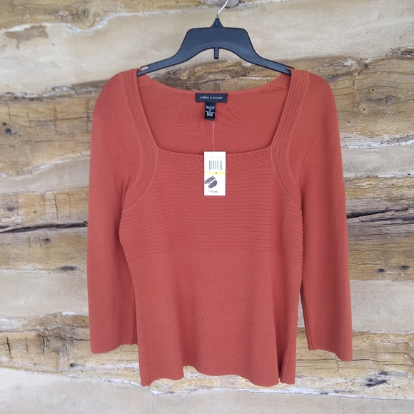 Cable & Gauge Sweaters - NWT Cable & Gauge Copper Square Neck Viscose/Nylon Sweater Size Medium